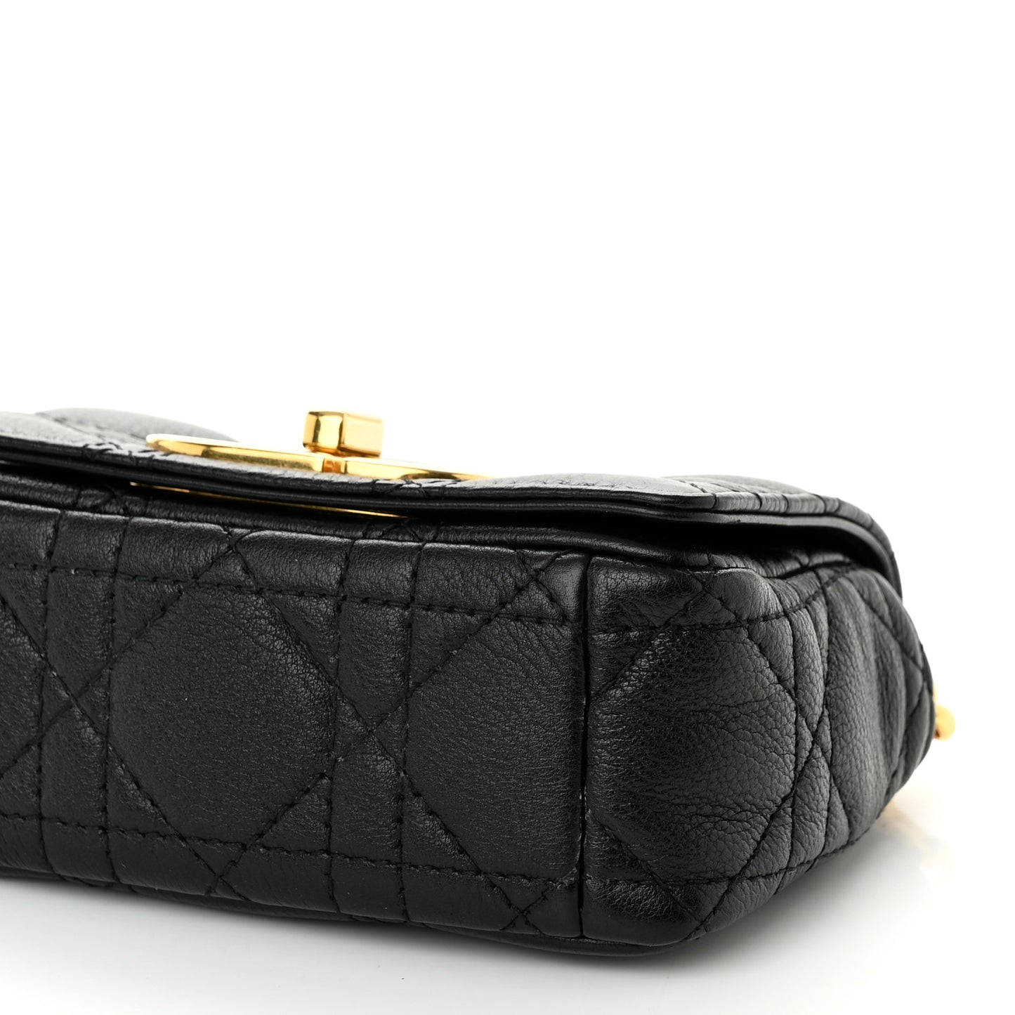 Supple Calfskin Cannage Micro Caro Bag Black