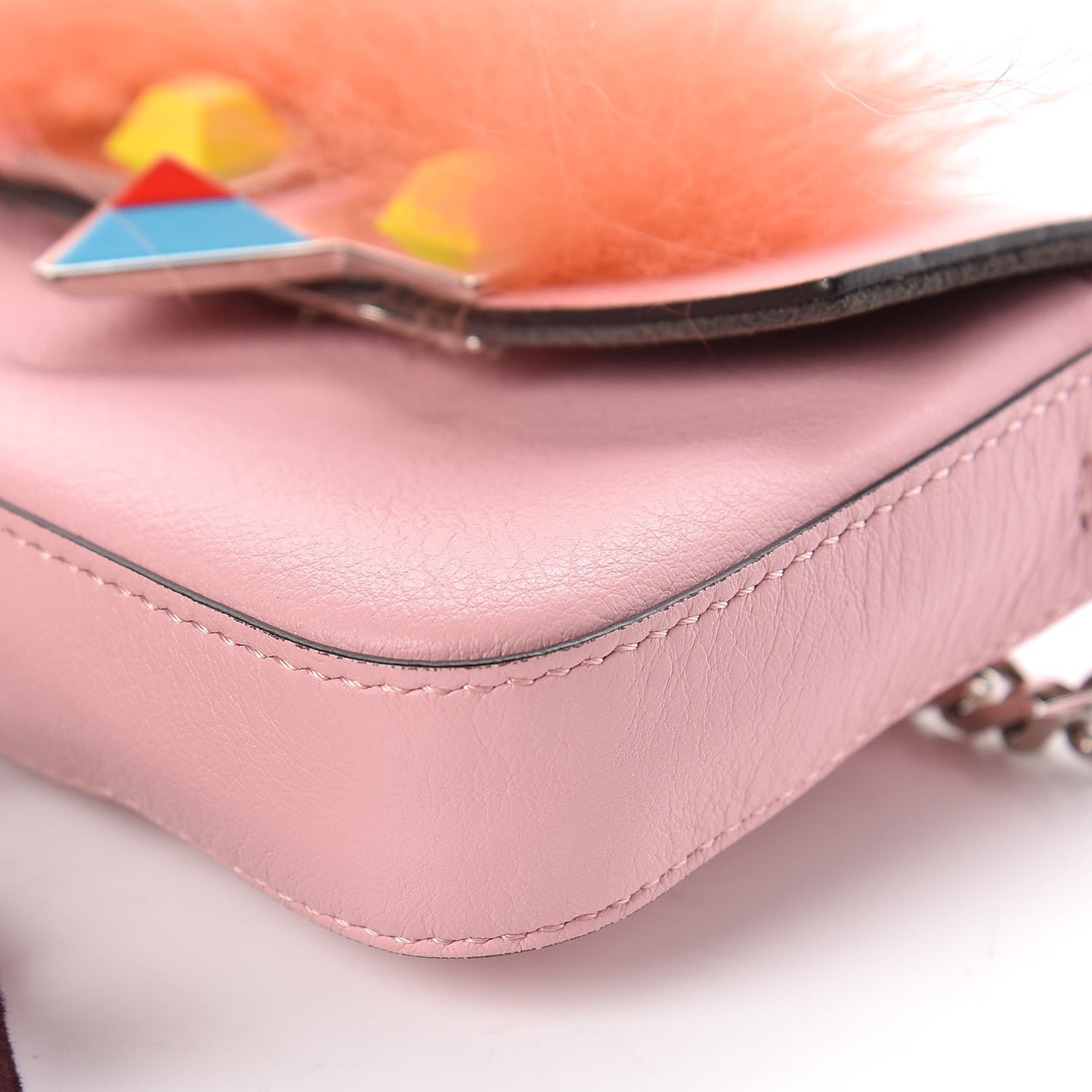 Calfskin Rabbit Fox Fur Hypnoteyes Micro Baguette Bubblegum
