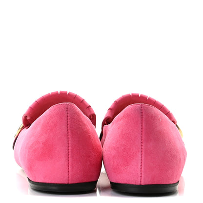 Gucci Kid Scamosciato GG Marmont Fringe Flats 37 Hot Pink 6 of 13