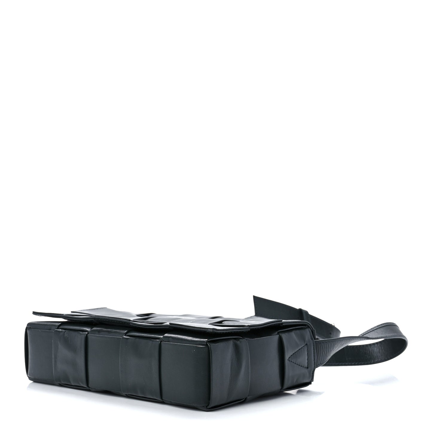 Paper Calfskin Maxi Intreccio Cassette Crossbody Bag Black