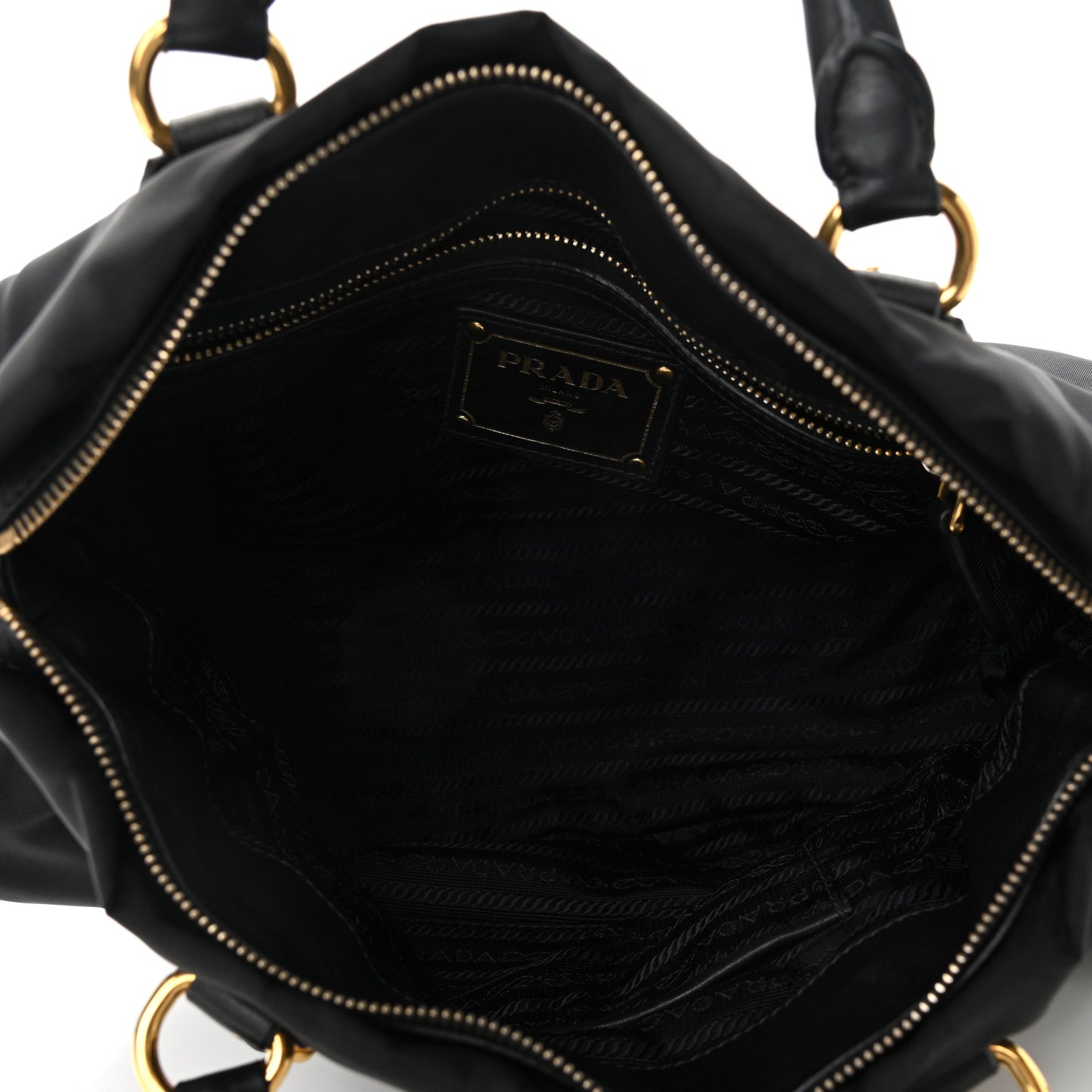 Prada Tessuto Nylon Soft Calfskin Shopping Satchel Black 5 of 9