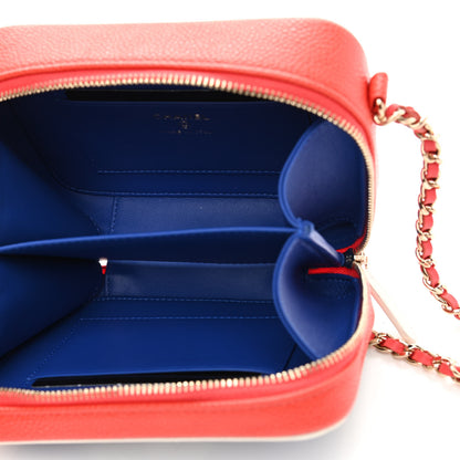 Chanel Caviar Quilted CC Filigree Vanity Clutch With Chain Blue White Red 5 of 11