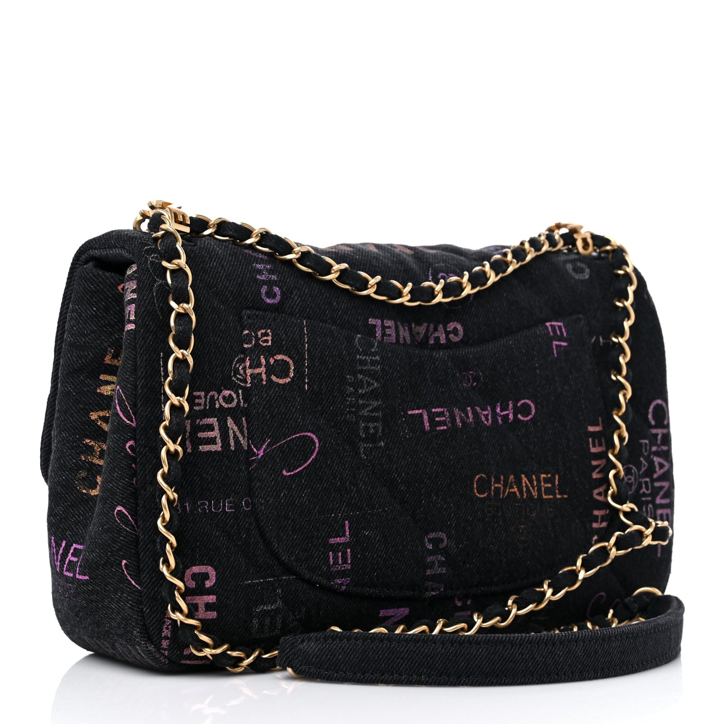 Denim Quilted Denim Mood Large Flap Black Multicolor