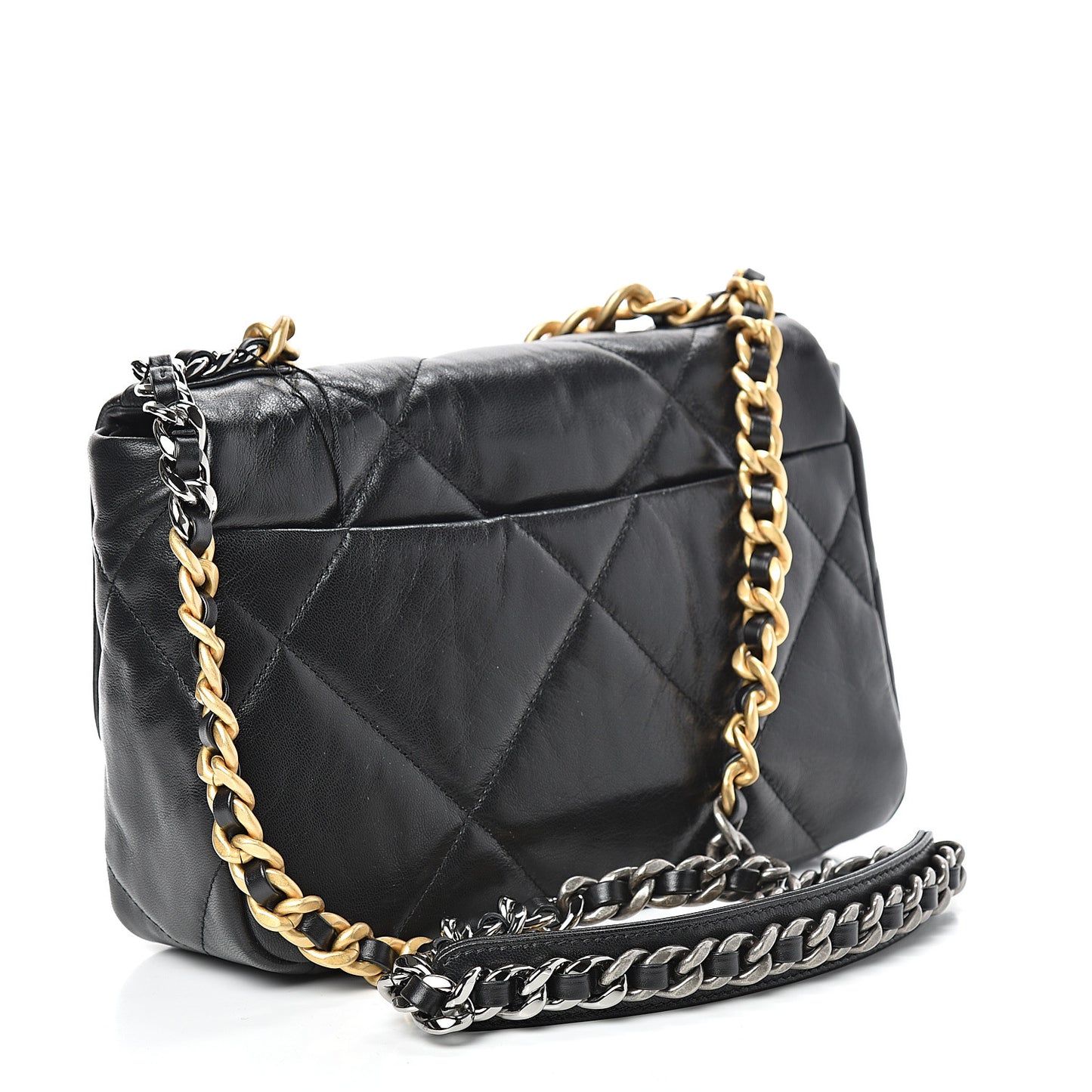 Lambskin Quilted Medium 19 Flap Black