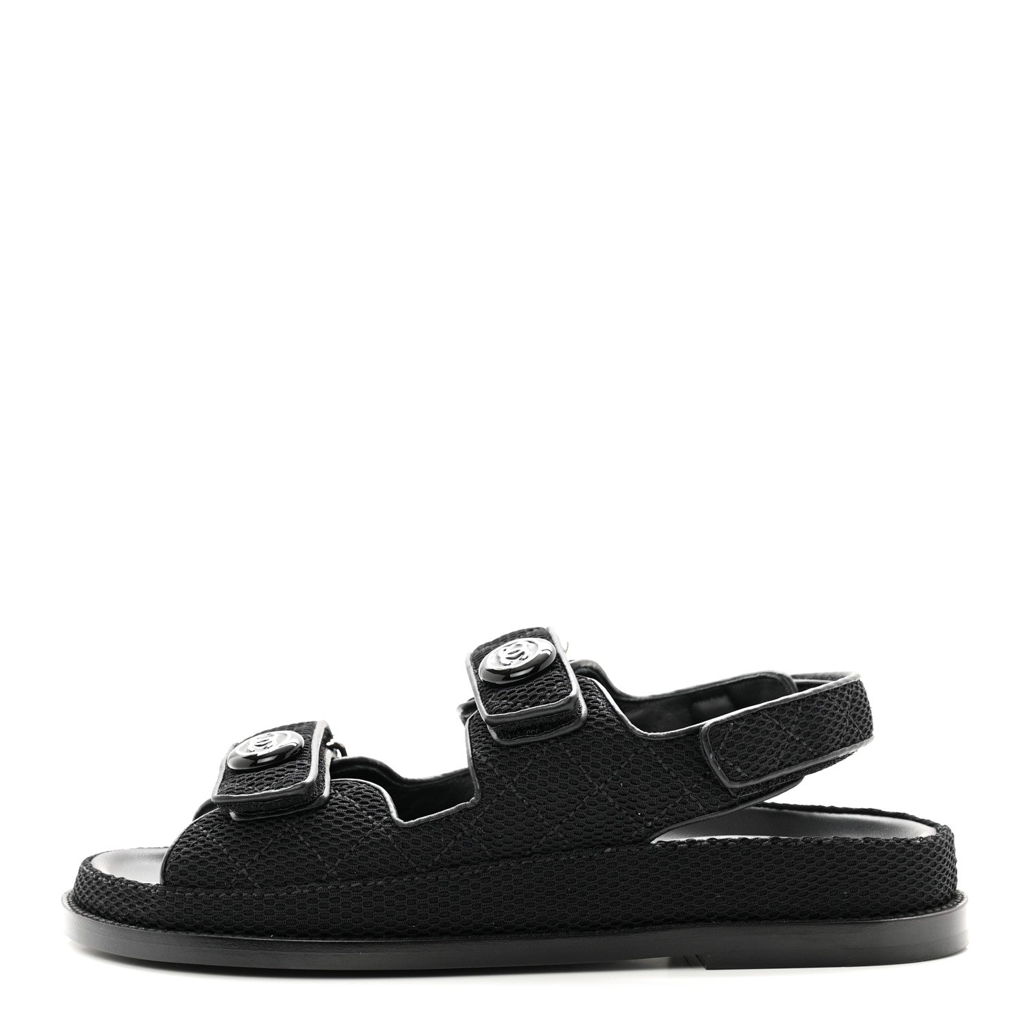 Chanel Fabric Velcro Dad Sandals 37.5 Black 1 of 9