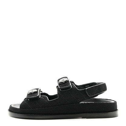 Chanel Fabric Velcro Dad Sandals 37.5 Black 1 of 9
