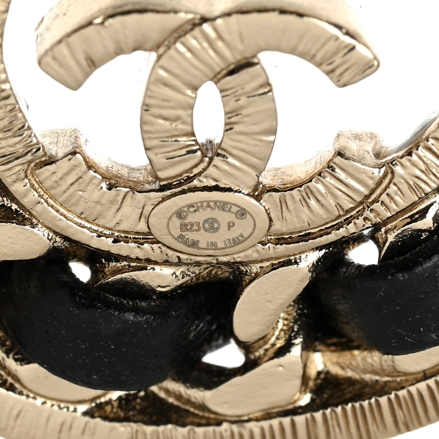 Chanel Crystal Lambskin Chain CC No 5 Earrings Gold Black 4 of 4