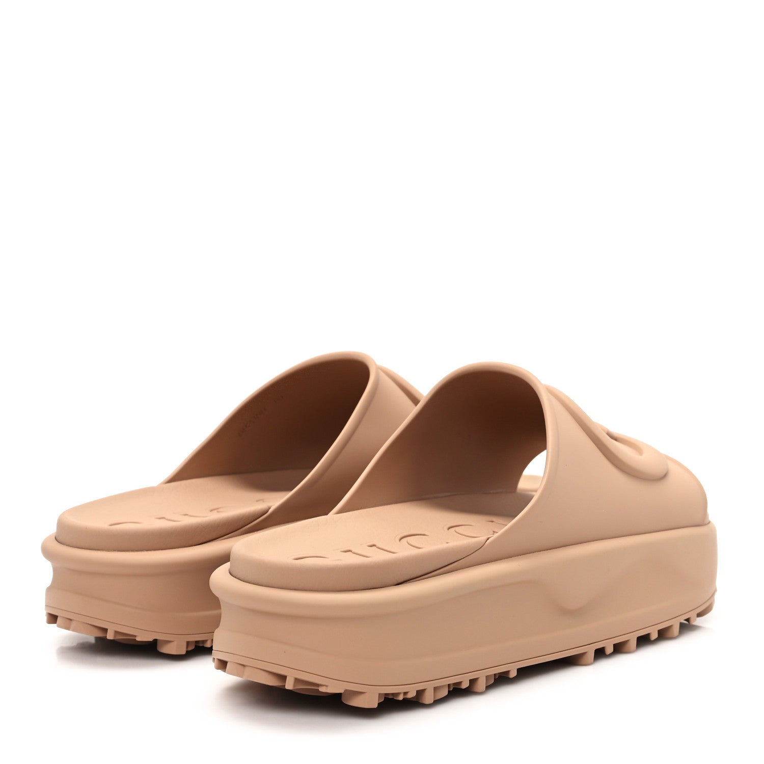 Gucci Soft Rubber Mens Interlocking G Platform 42mm Slide Sandals 10 Vintage Camel 5 of 9