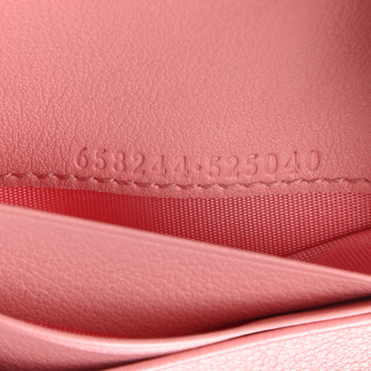 Gucci Wonka Grain Calfskin Diana Card Case Wallet Wild Rose 8 of 9