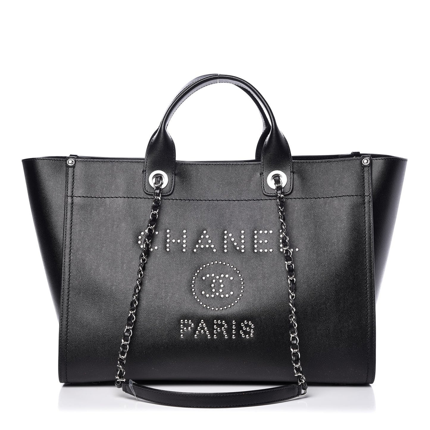 Caviar Large Studded Deauville Tote Black