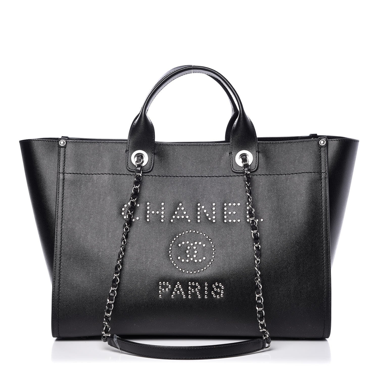 Chanel Caviar Large Studded Deauville Tote Black 1 of 8