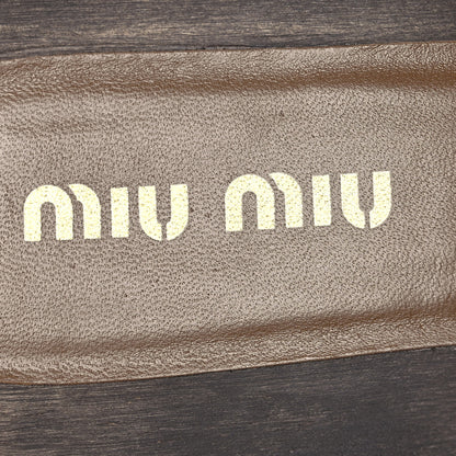 Miu Miu Suede Logo Slide Clogs 37 Cannella 9 of 11