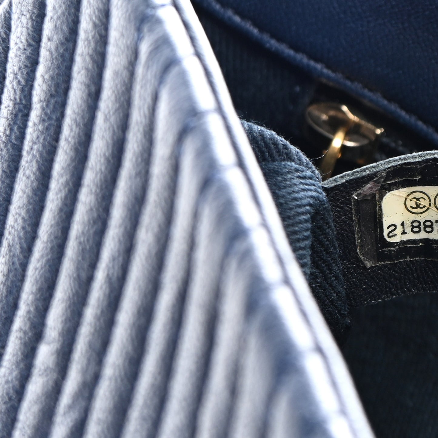 Calfskin Surpique Chevron Medium Flap Navy