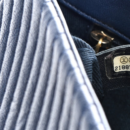 Chanel Calfskin Surpique Chevron Medium Flap Navy 7 of 10