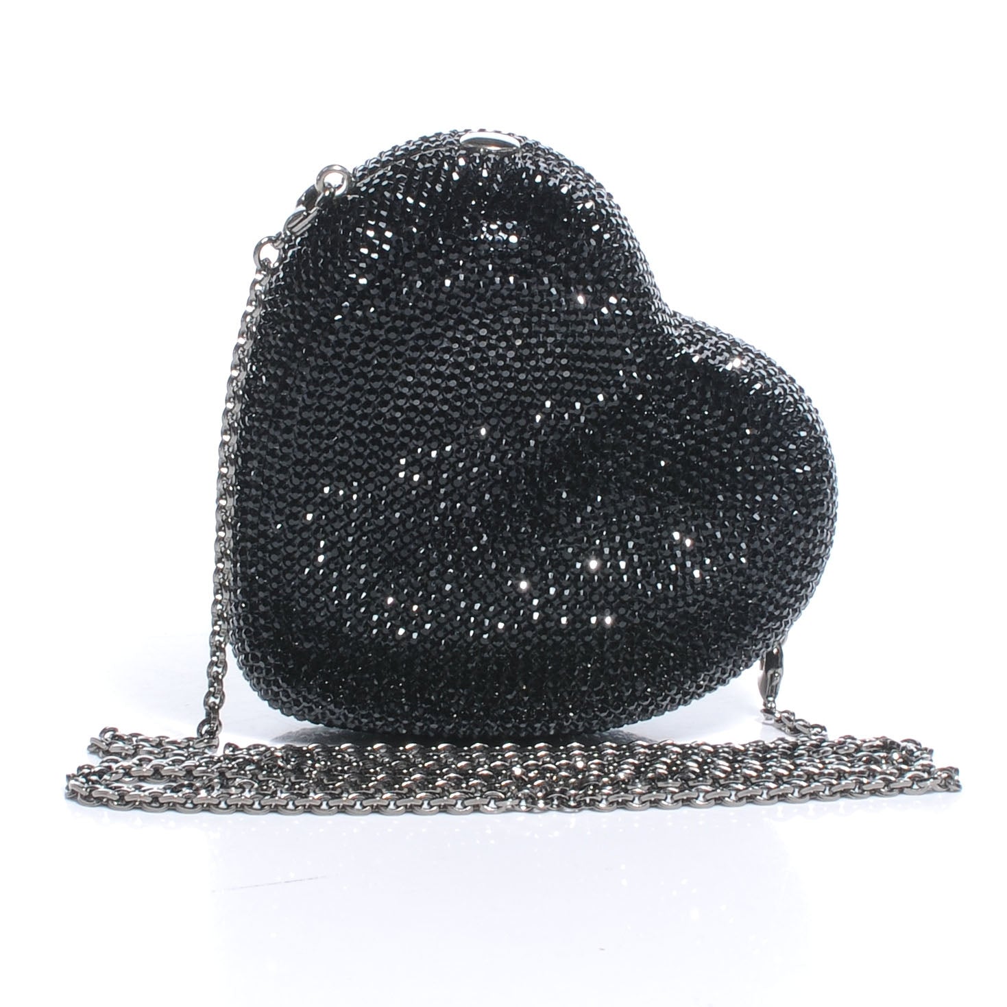 Judith Leiber Crystal Heart Minaudiere Clutch Black 3 of 7