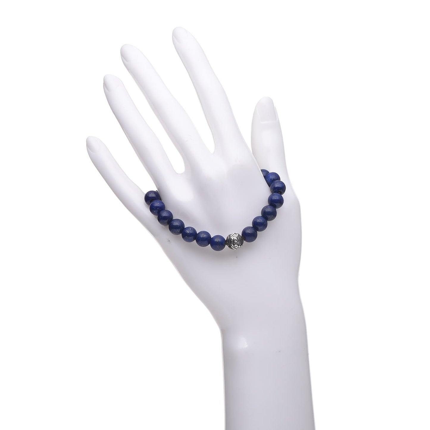 Sterling Silver Lapis Lazuli 8mm Spiritual Beads Bracelet