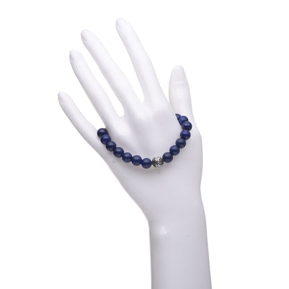 David Yurman Sterling Silver Lapis Lazuli 8mm Spiritual Beads Bracelet 2 of 8