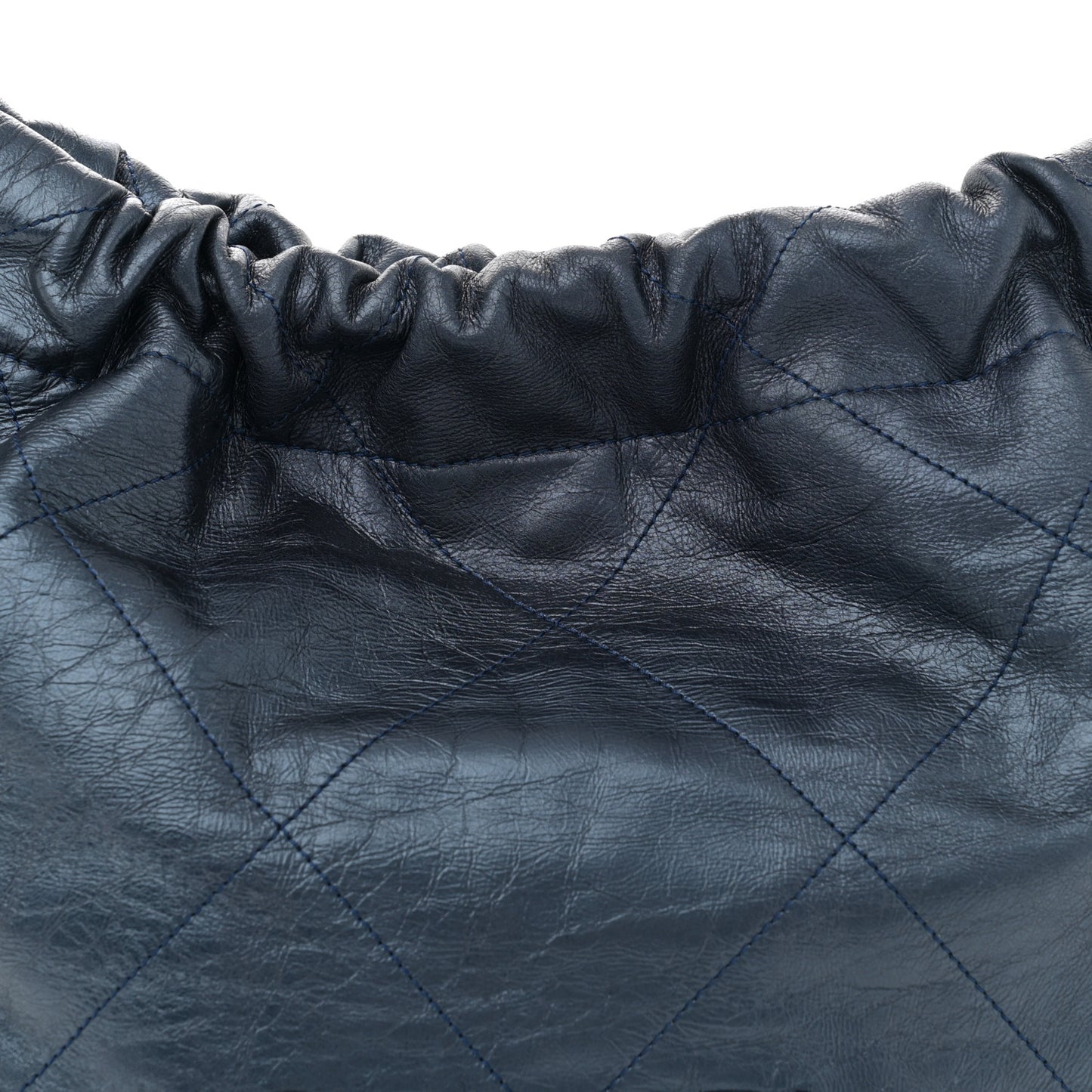 Metallic Calfskin Quilted Small Chanel 22 Navy Blue