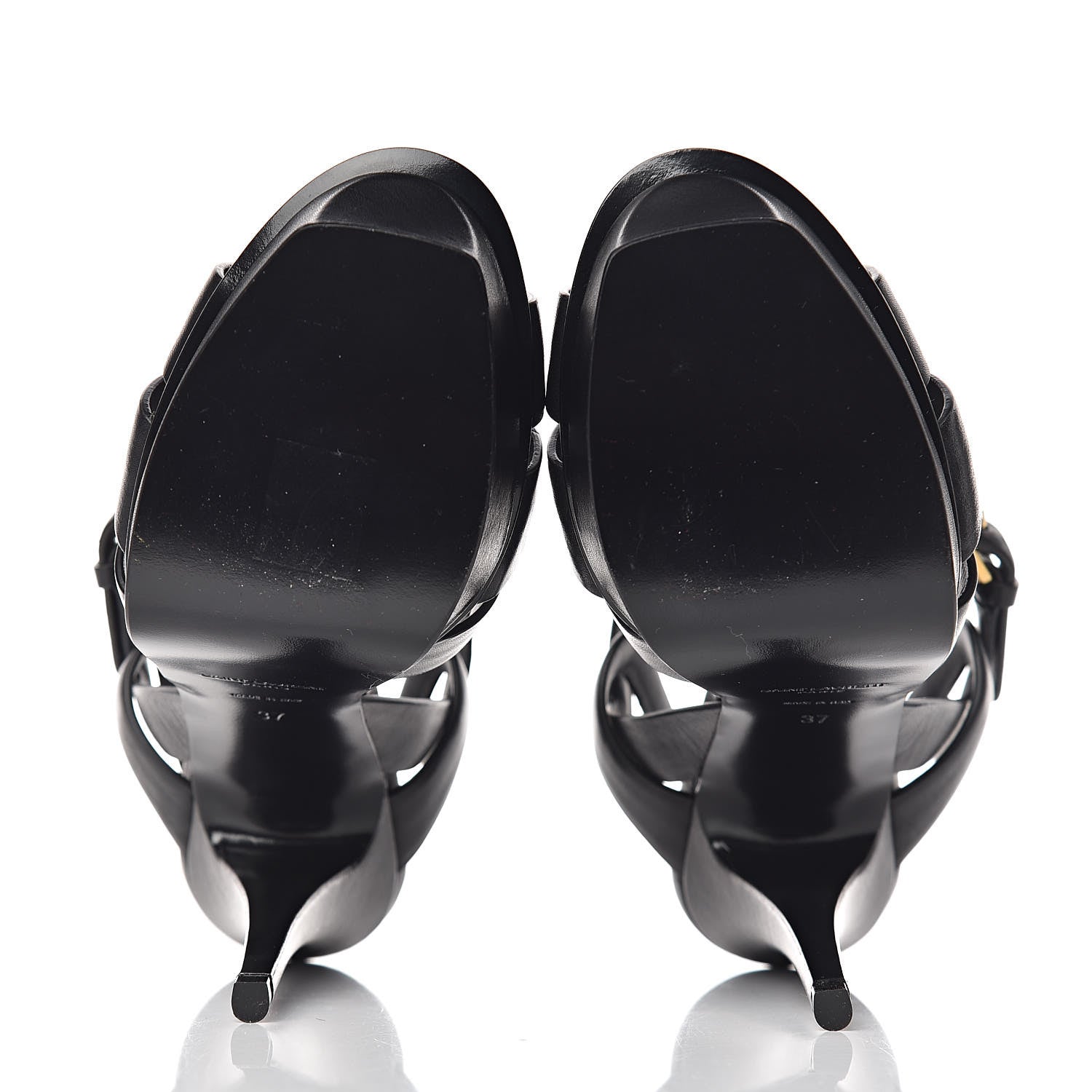 Saint Laurent Calfskin Tribute 105 Platform Sandals 37 Black 5 of 11