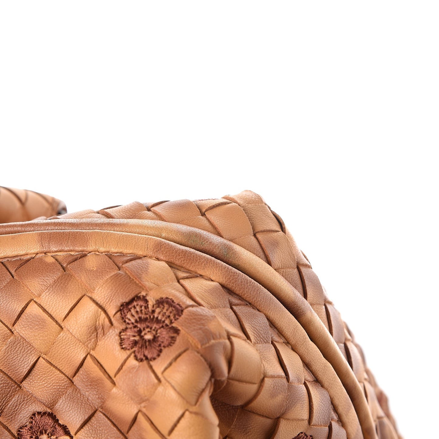 Nappa Intrecciato Embroidered Satchel Brown