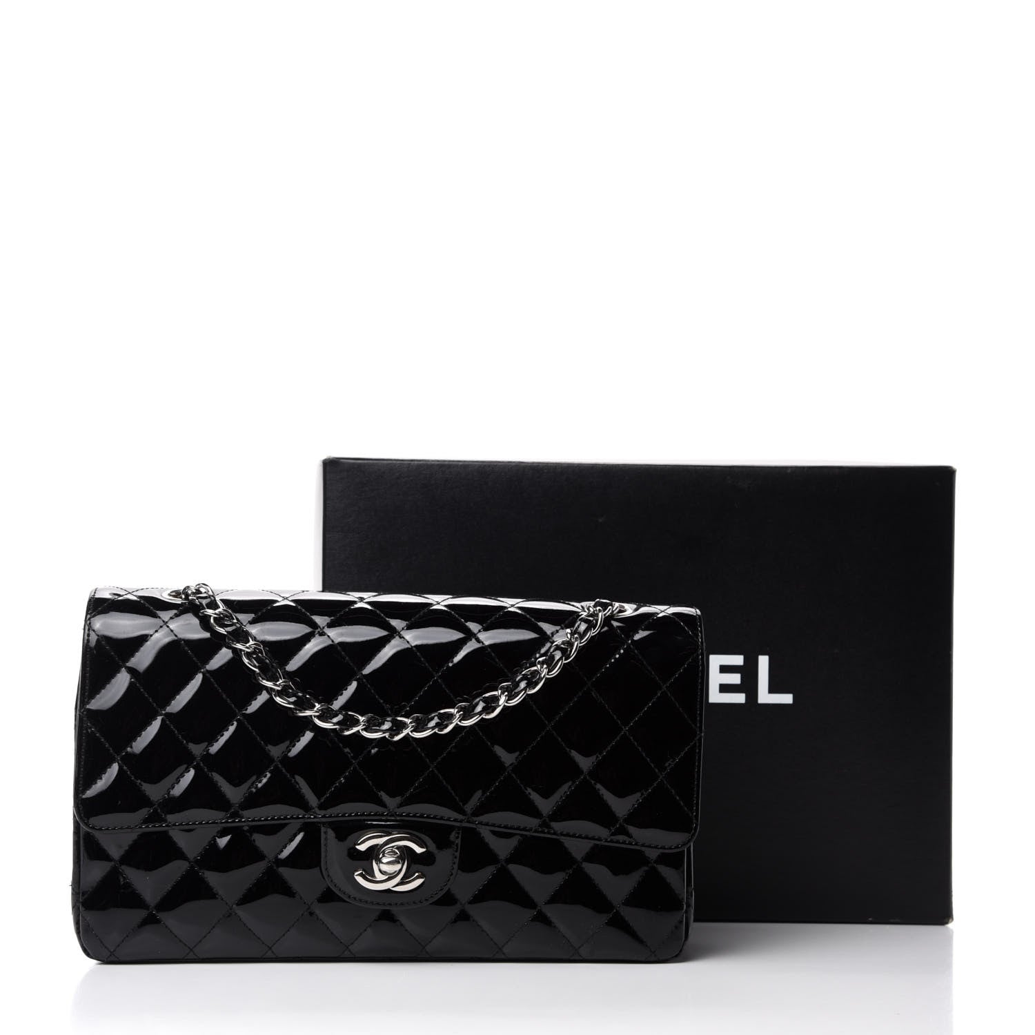 Chanel Patent Quilted Medium Double Flap Black 19 of 19