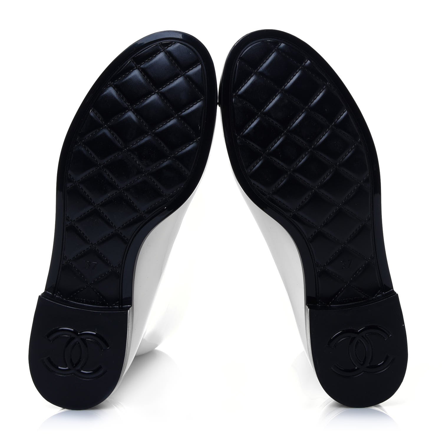 Chanel Rubber Rain Boots 37 Ivory Black 5 of 8