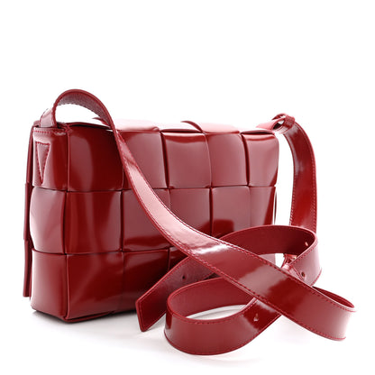 Bottega Veneta Patent Maxi Intrecciato Cassette Crossbody Bag Red 3 of 10