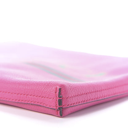Gucci Pebbled Calfskin Medium Logo Portfolio Clutch Box Pink Green 7 of 11