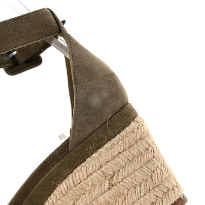 Hermes Suede Goatskin Elda Espadrille Wedge Sandals 37 Vert Toundra 8 of 11