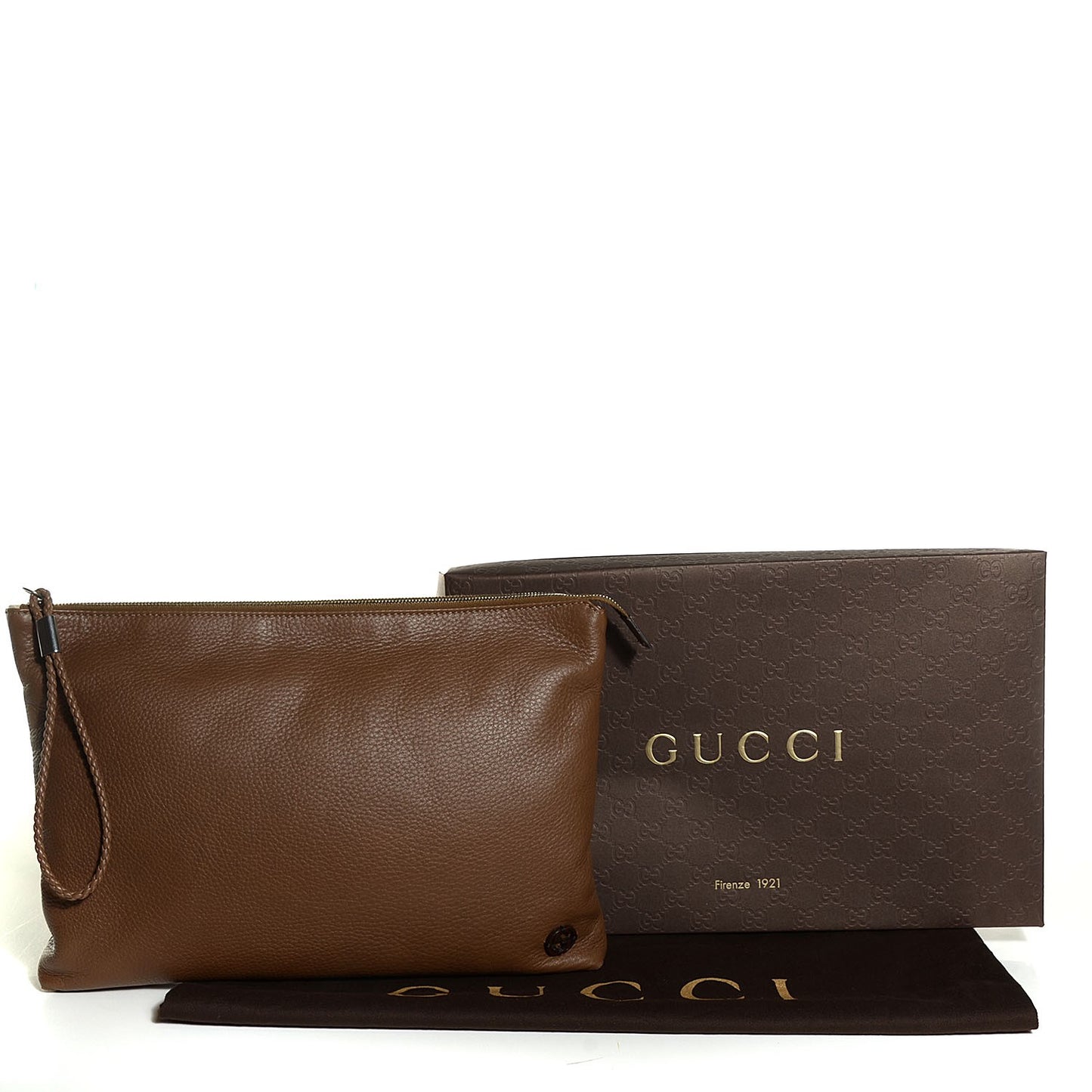 Deerskin Interlocking G Portfolio Clutch Maple