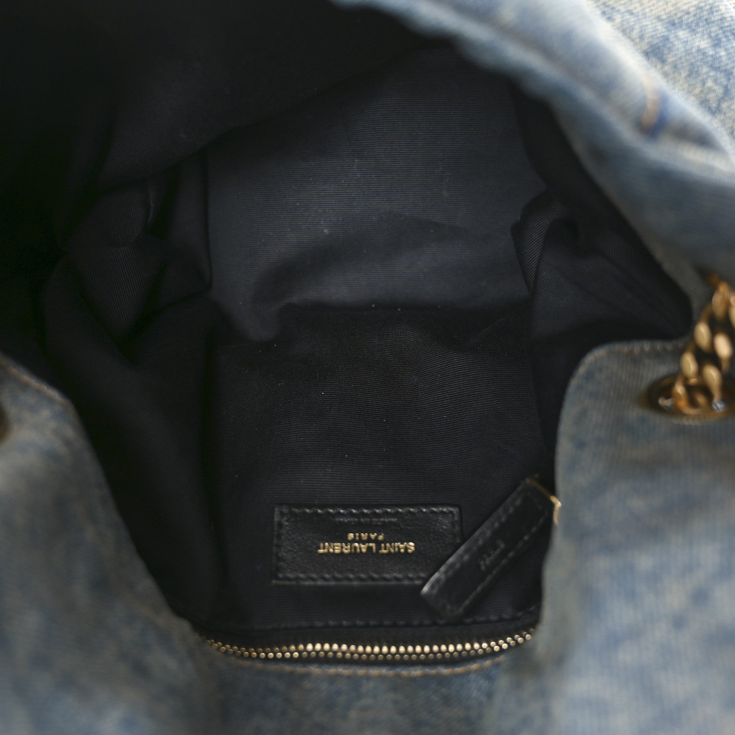 Saint Laurent Denim Quilted Loulou Puffer Monogram Chain Satchel Blue Cinnamon 5 of 10