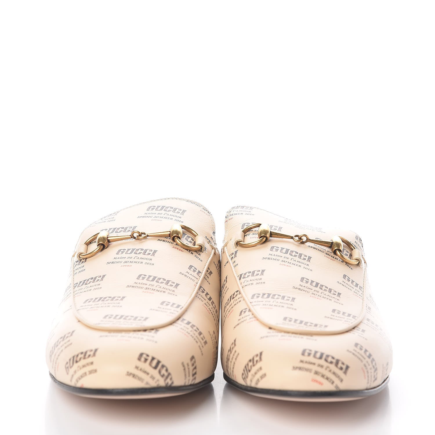 Gucci Calfskin Stamp Print Womens Princetown Slippers 40 Soy Black 2 of 8