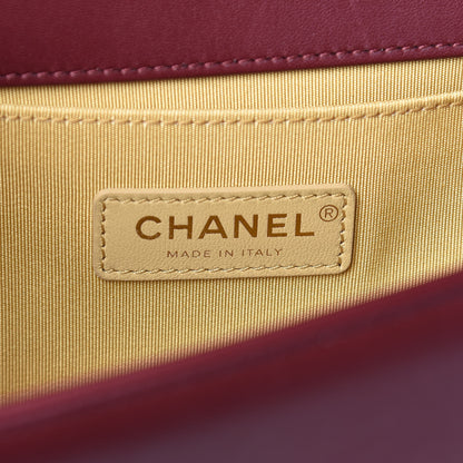 Chanel Lambskin Quilted Medium Boy Studded Handle Flap Burgundy Gold 8 of 26