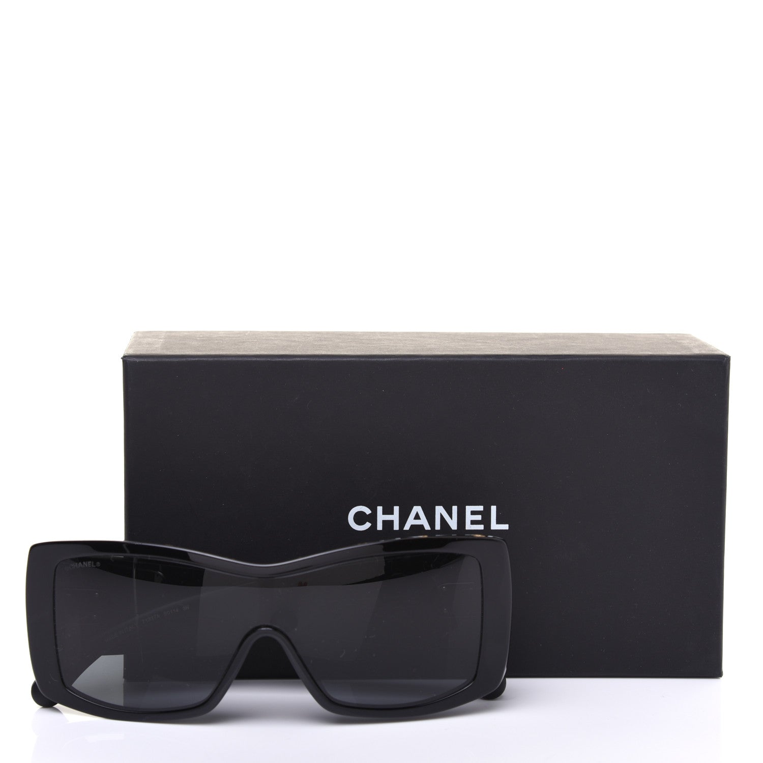 Chanel Wood Rubber Shield Sunglasses 71337A Black 9 of 9