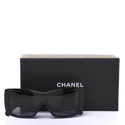 Chanel Wood Rubber Shield Sunglasses 71337A Black 9 of 9