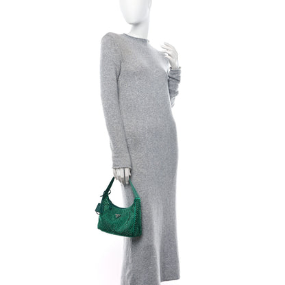 Prada Satin Crystal Mini Re-Edition 2000 Bag Mango 2 of 12