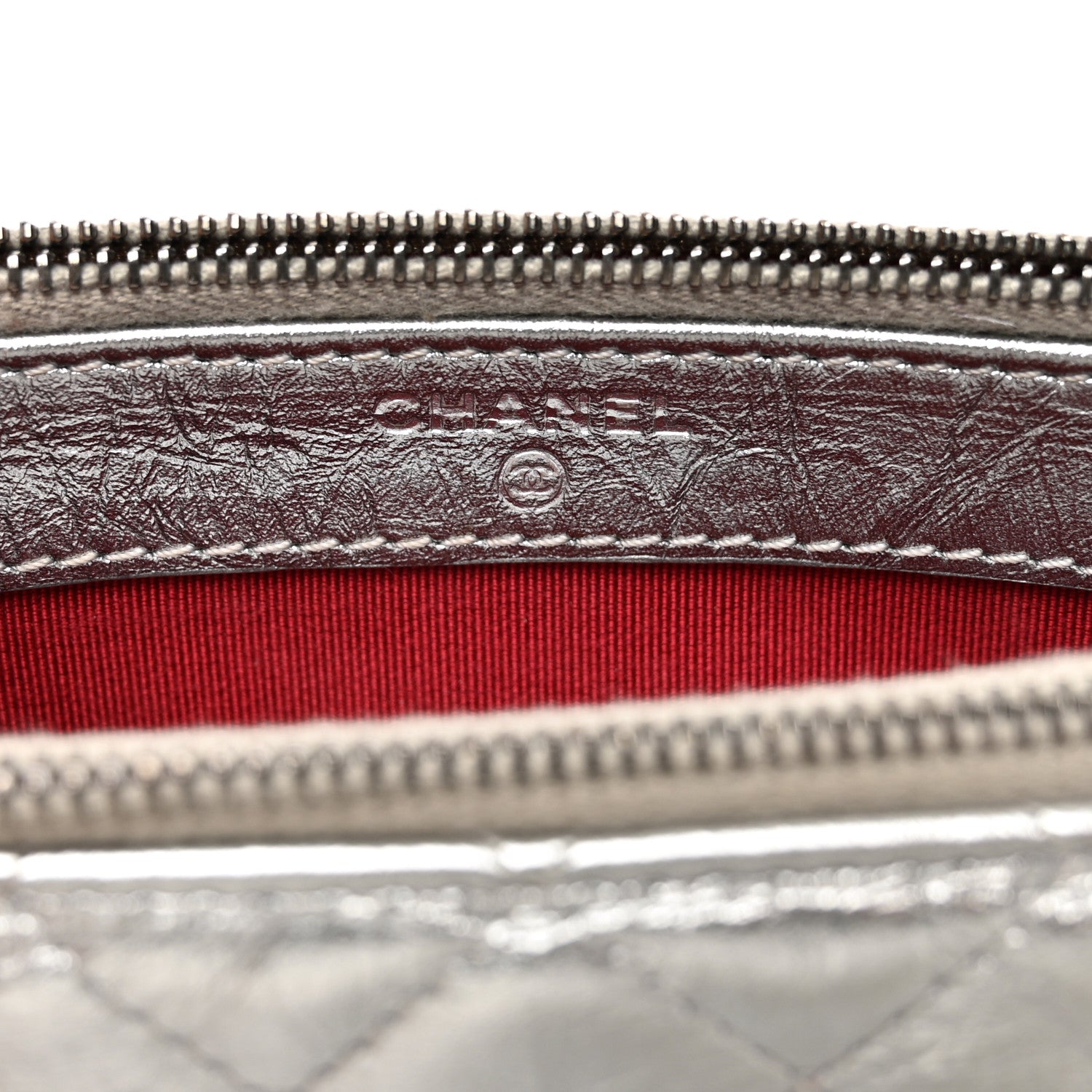 Chanel Metallic Lambskin Calfskin Quilted Small Gabrielle Clutch With Chain Silver 8 of 12