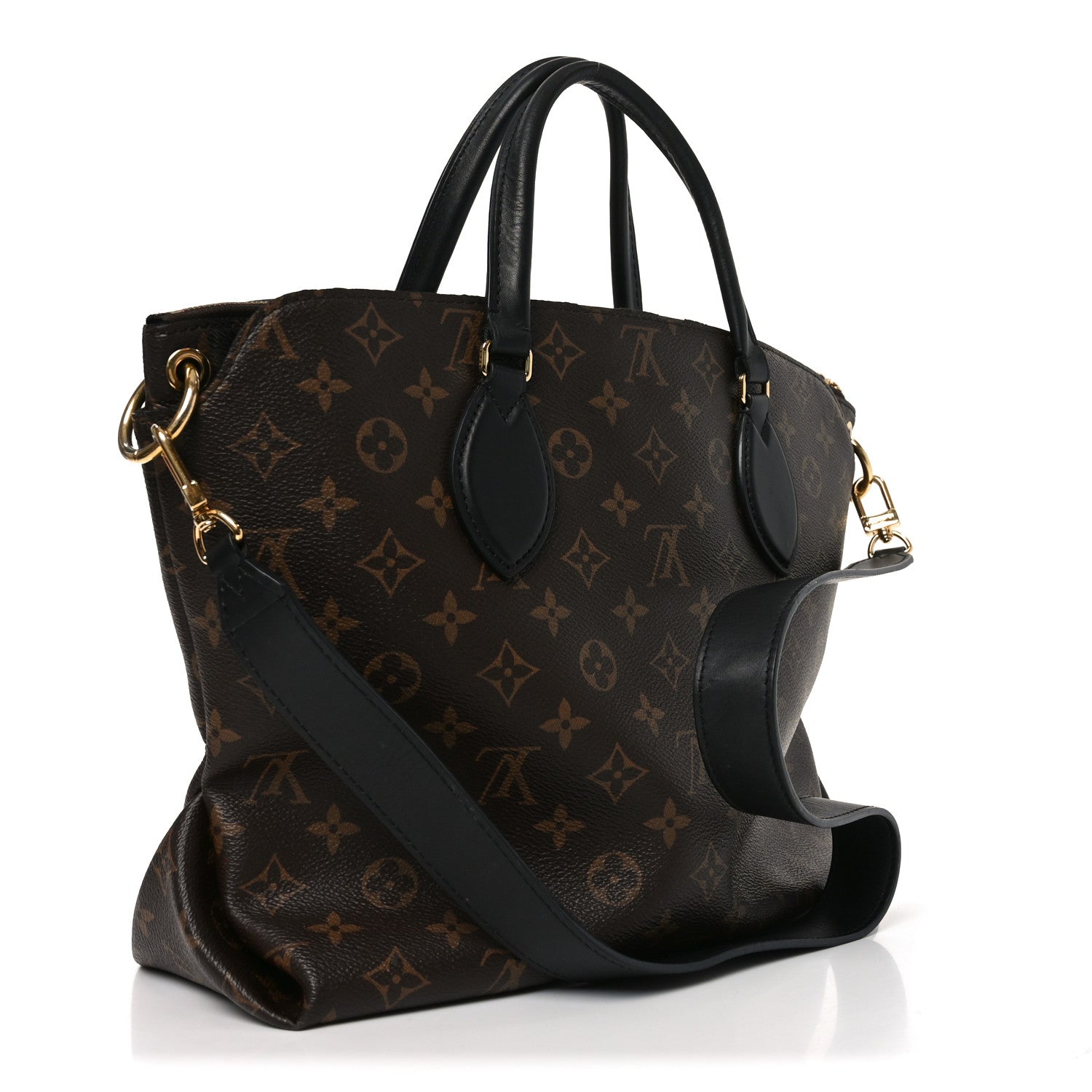 Louis Vuitton Monogram Flower Zipped Tote MM Black 1838017