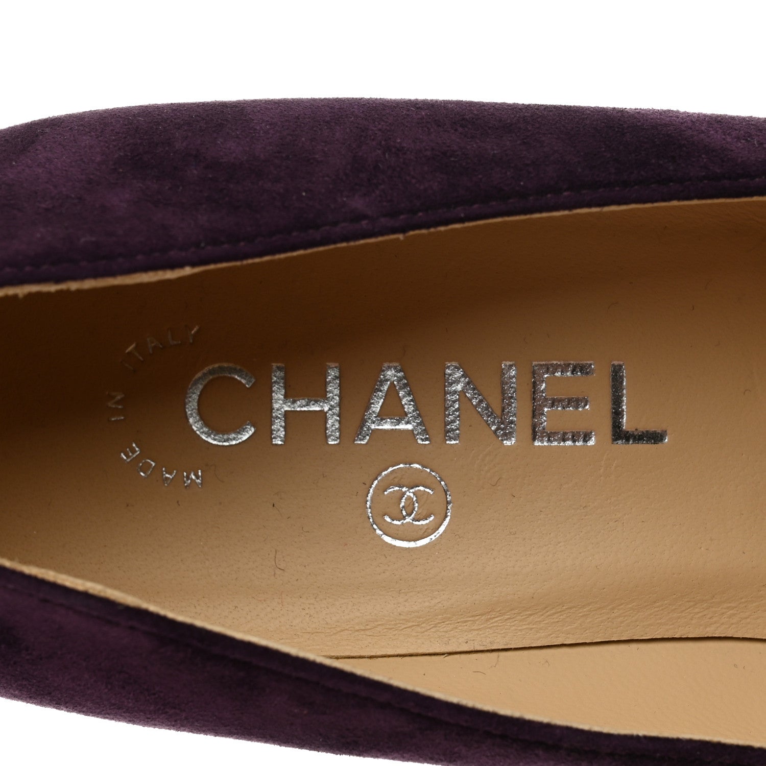 Chanel Suede Satin Cap Toe Pumps Dark 40 Purple Black 6 of 12