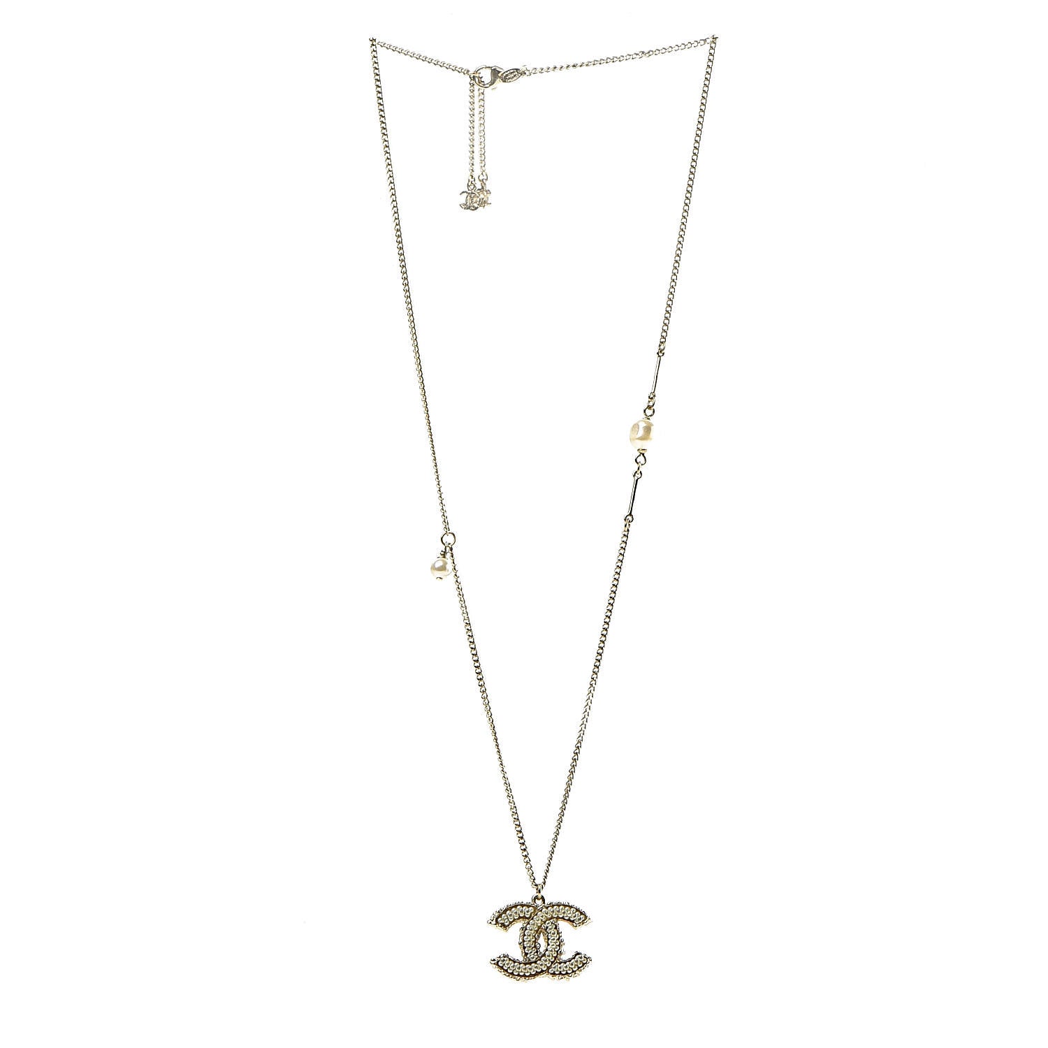 Chanel Pearl CC Pendant Long Necklace Gold 3 of 8