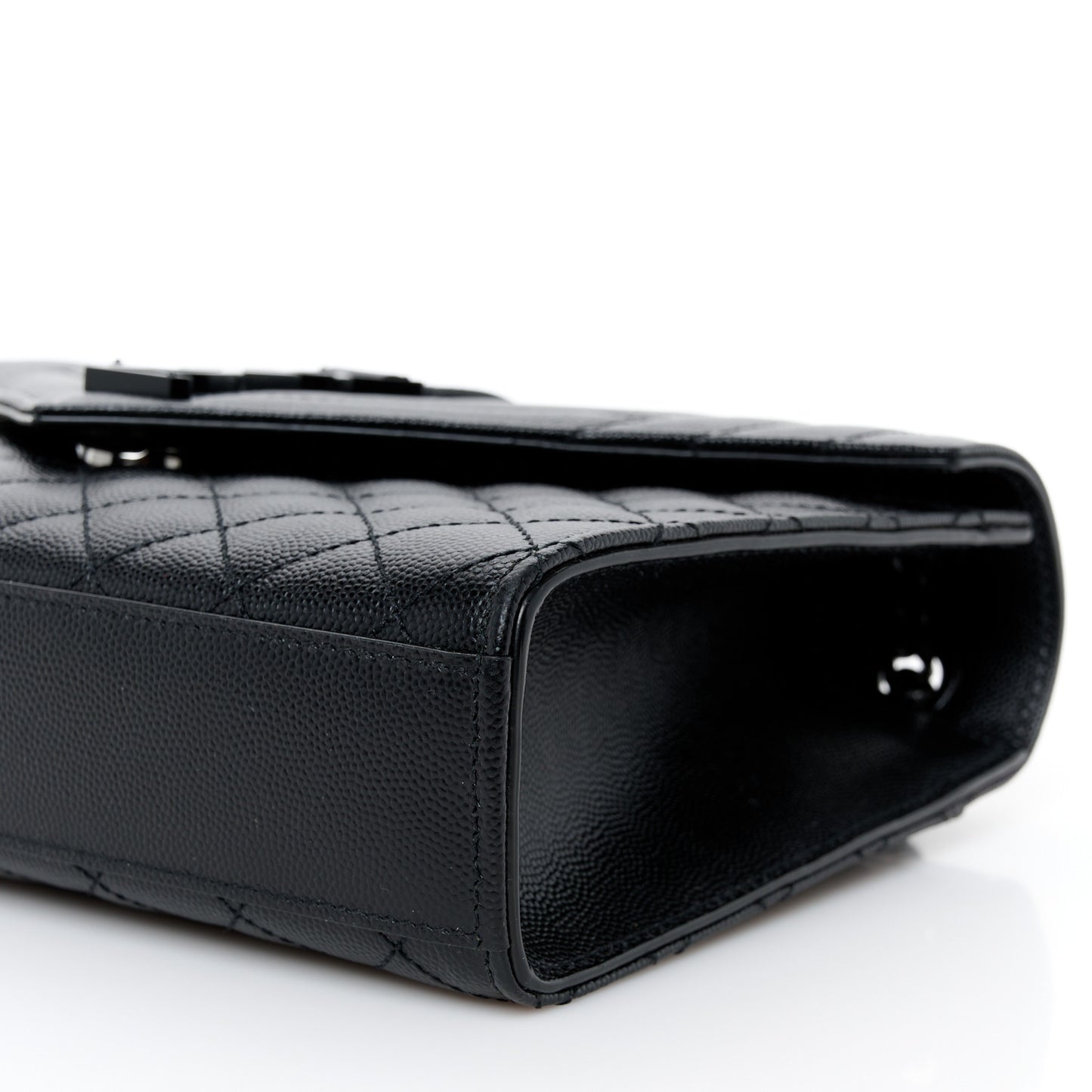 Grain De Poudre Textured Mixed Matelasse Triquilt Medium Monogram Monochrome Satchel Black