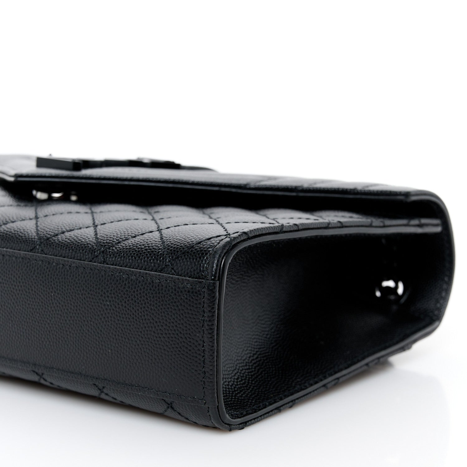Saint Laurent Grain De Poudre Textured Mixed Matelasse Triquilt Medium Monogram Monochrome Satchel Black 11 of 11