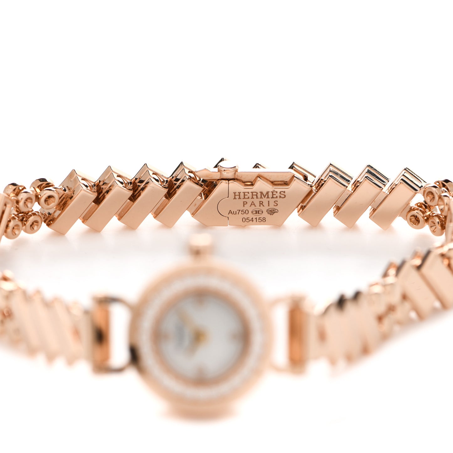 18K Rose Gold Diamond Mother of Pearl 16mm Faubourg Polka Mini Quartz Watch