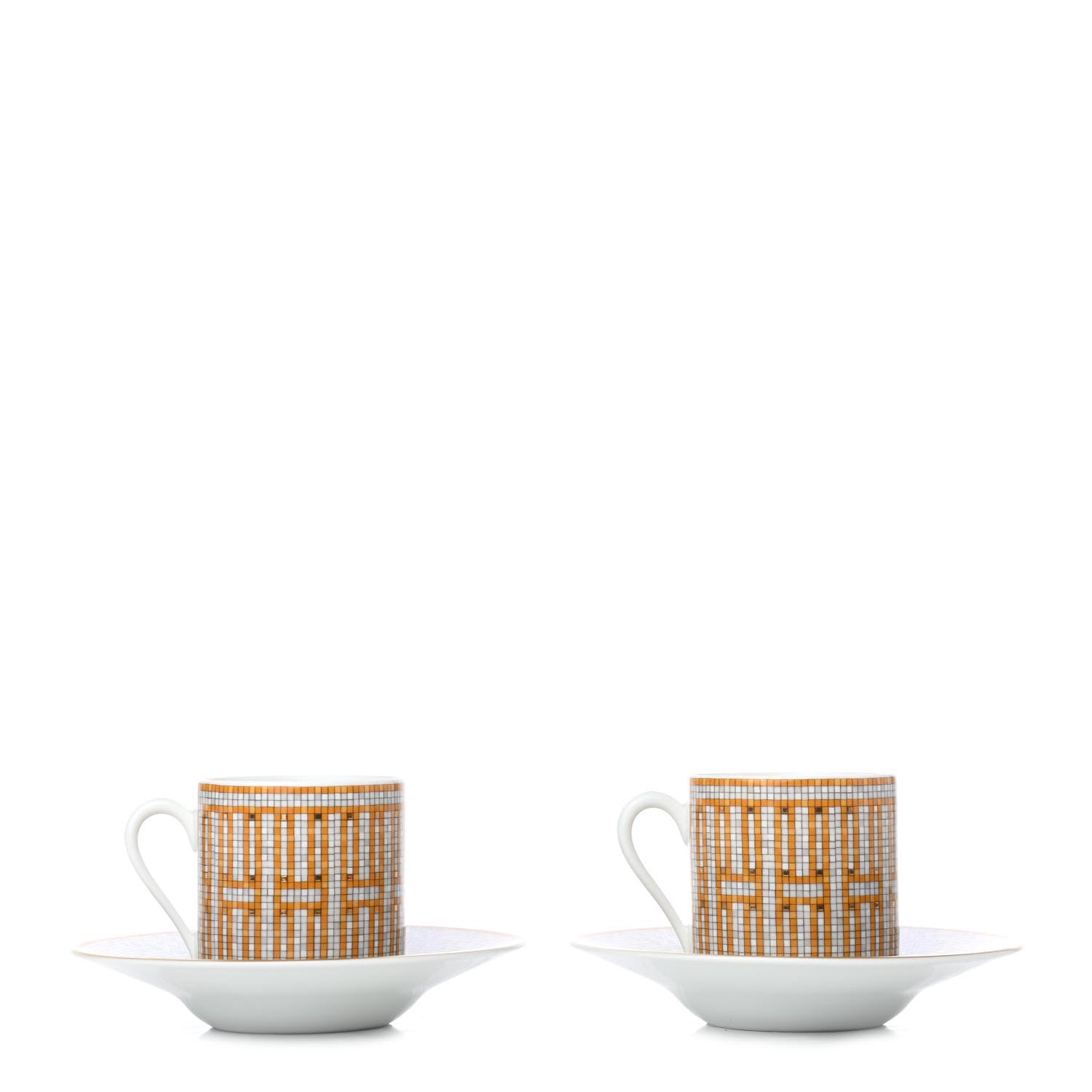 Hermes Porcelain Mosaique au 24 Coffee Cup and Saucer Set of 2 1 of 7