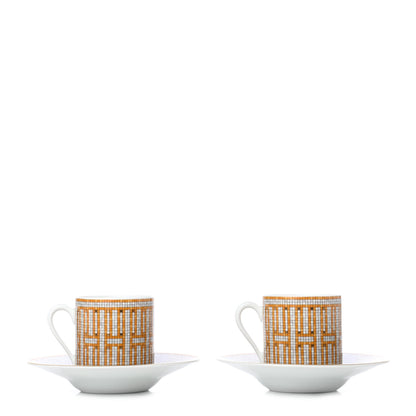 Hermes Porcelain Mosaique au 24 Coffee Cup and Saucer Set of 2 1 of 7