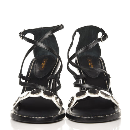 Louis Vuitton Calfskin South Beach Sandal Heels 39 Black White 2 of 7