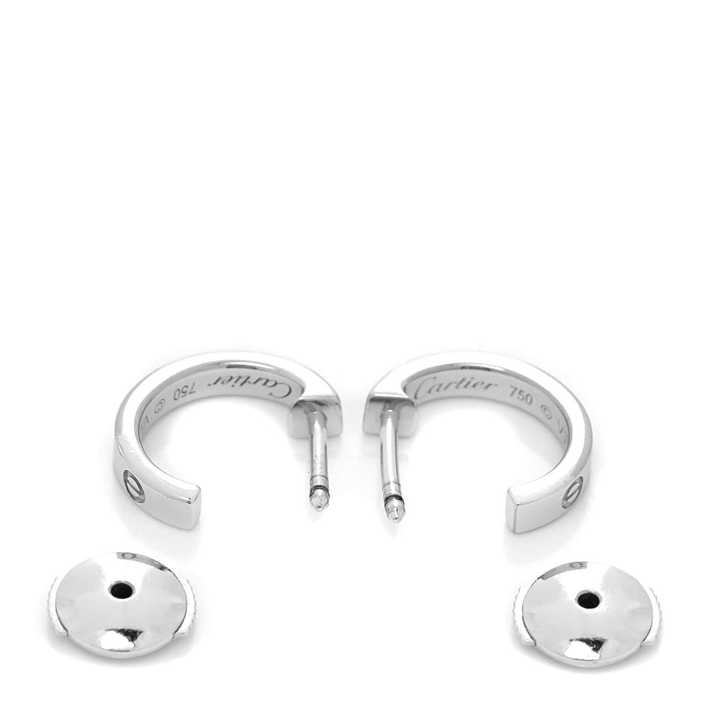 18K White Gold Small LOVE Hoop Earrings