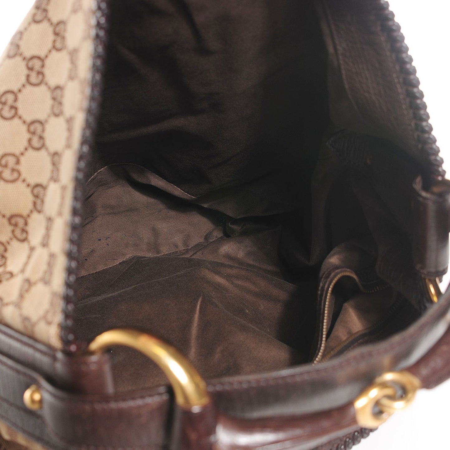 Monogram Large Horsebit Chain Hobo Dark Brown