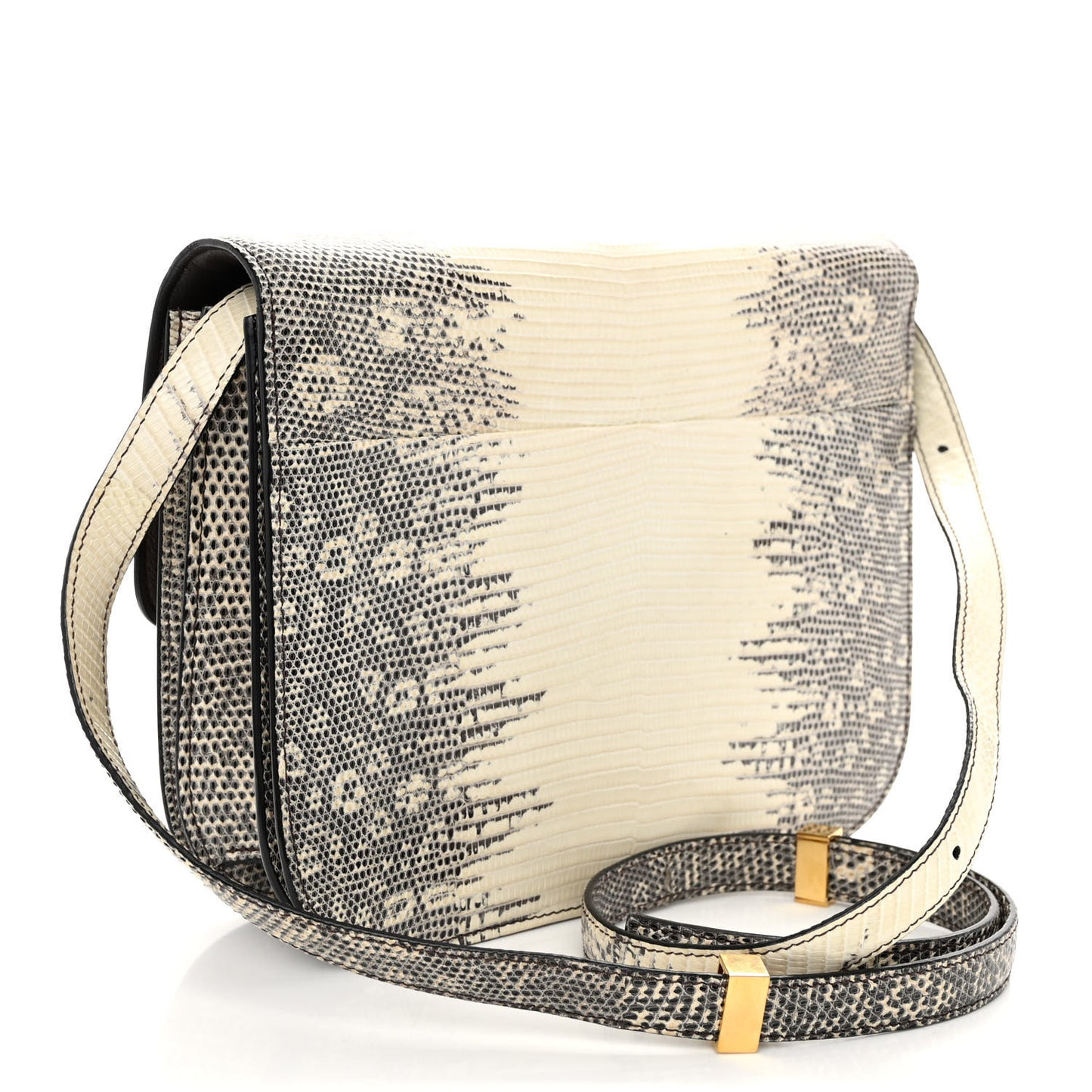 Lizard Medium Classic Box Flap Bag Natural