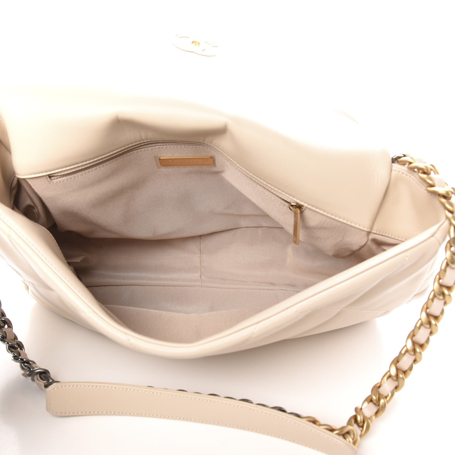 Chanel Goatskin Quilted Maxi 19 Flap Beige 5 of 10
